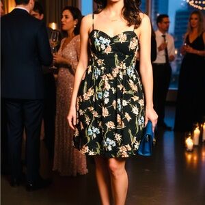 Xhilaration navy blue Floral Smocked Dress